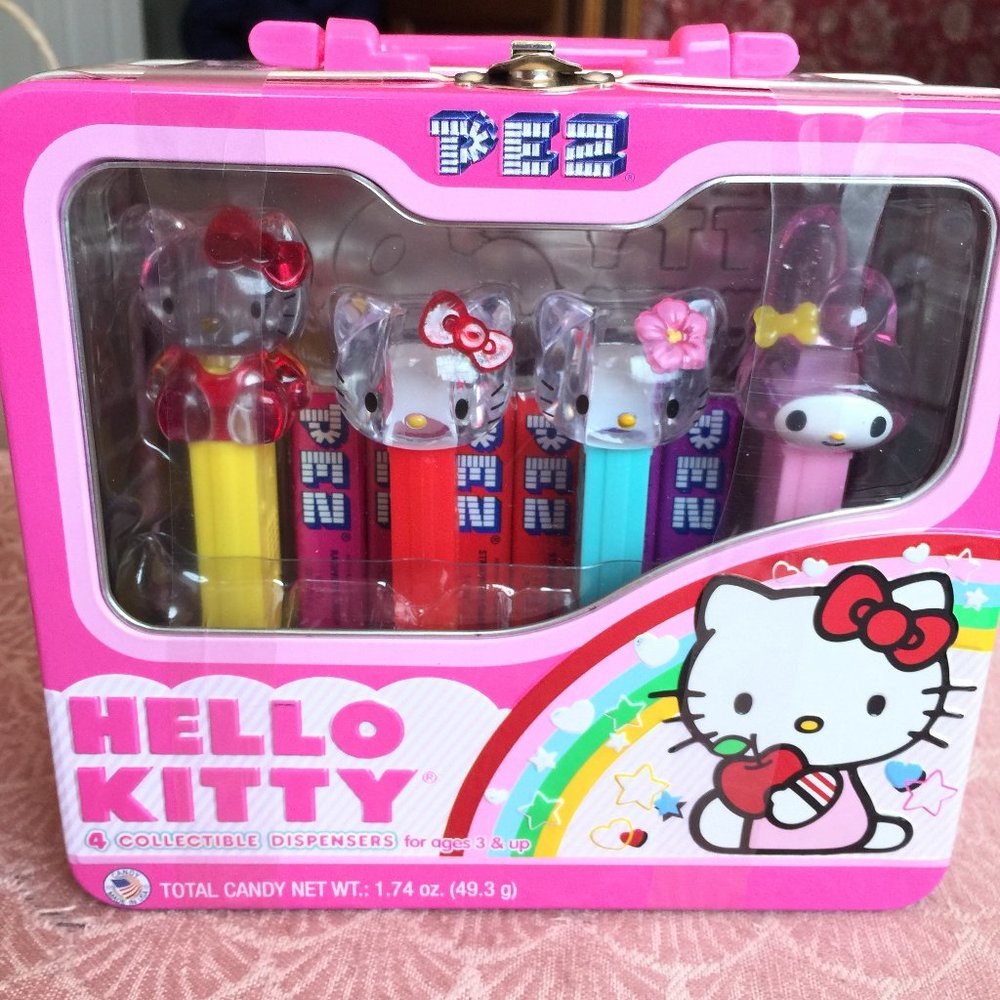 NEW! Hello Kitty Tin with 4 Pez Dispensers